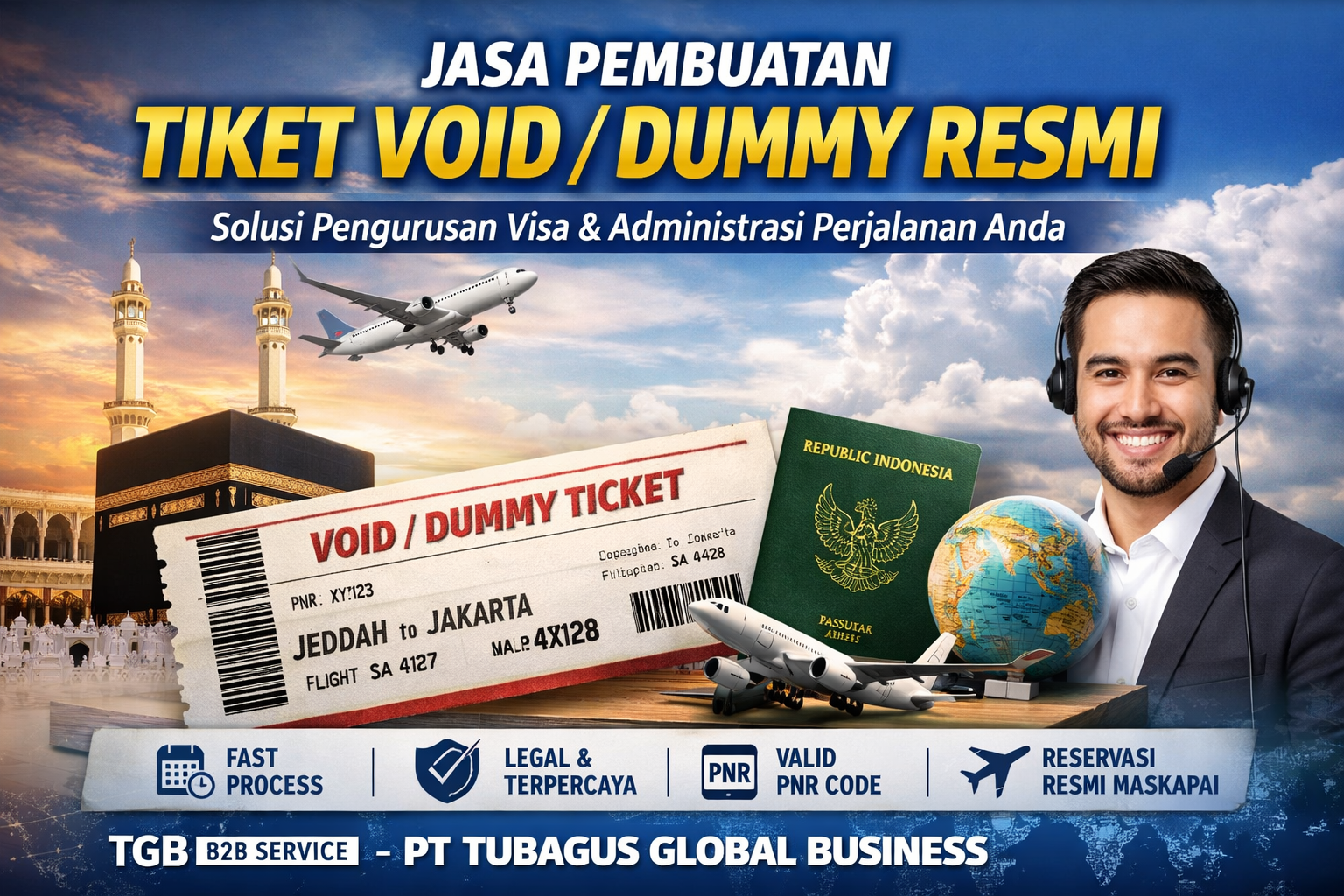 Jasa Pembuatan Tiket Void / Dummy Resmi untuk Keperluan Visa dan Administrasi Perjalanan - TGB B2B SERVICE - PT TUBAGUS GLOBAL BUSINESS